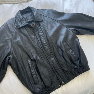 Genuine leather bomber style jacket
